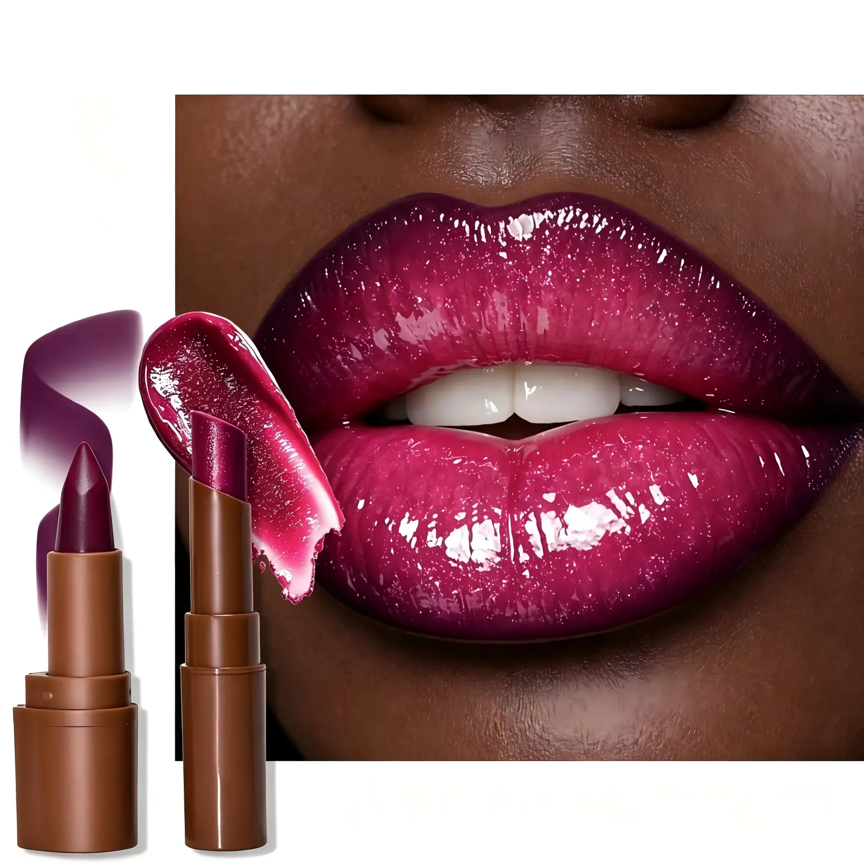 2pcs Darkme Easy Bag Lip Combo Set, Purple Plumping Lip Contour Liner & Berry Lipstick, Matte Pigmented Moisturizing Glossy Lip Liner, Long Lasting Shine Shimmer Makeup