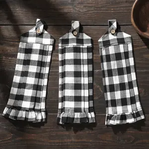 Sable Ann Check Button Loop Tea Towel Set of 3