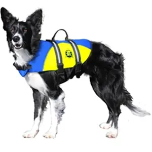 212 MAIN Medium Neoprene Doggy Life Jacket - Blue and Yellow, Water Sports Essential with Adjustable Straps, Breathable Mesh, Secure Fit