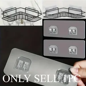 1/2/5/10/20pcs Self-Adhesive No-Drill Bathroom Hooks, Shower Rod Holders, Wall-Mounted Hooks for Bedroom, Closet, Kitchen Cabinet - Contemporary Style, Plastic Material, Utility Hooks