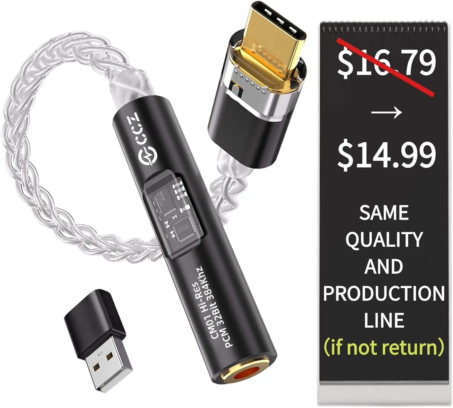 2026 Latest USB C DAC Audio Adapter with Headphone Amplifier, USB C to 3.5mm Audio Adapter for Wired Headphones, Hi-Res Type C DAC Compatible with iPhone 15, Android, Laptop & Tablet (DAC black)