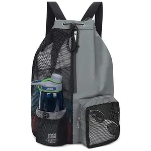 Waterproof Lightweight Swim Sports Bag Rucksack Mesh Drawstring Beach Backpack Wet Dry Multiple Pockets Adjustable Strap For Swimming Gym Hiking Biking Camping Fitness Workout