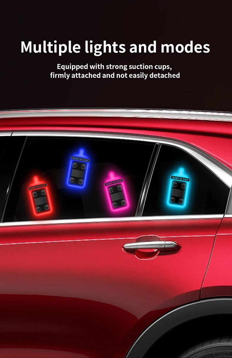 Car Baby Bottle Light Solar LED Decorative Warning Light, Triangle Window & Rear Window Interior Ambient Light, Baby On Board