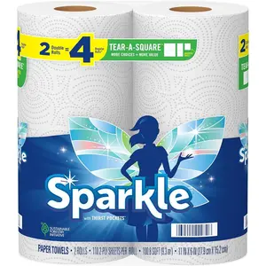 Tear-A-Square Paper Towels, 2 Double Rolls = 4 Regular Rolls