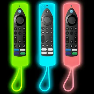 [3-Pack] Climberer FireStick4K Max Glow-in-The-Dark Remote Covers for Toshiba/Insignia Remote NS-RCFNA-21 2021-2024 Durable Silicone Cases with Glowing Feature & Attached Lanyards (Macaron)