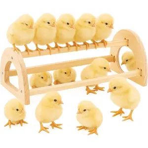 Chicken Roosting Perch Bar - Large Pine Wood with Mirror, Outdoor Use, Easy Installation