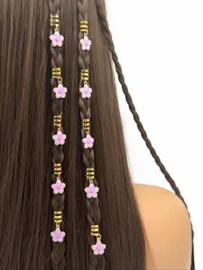 Flower & Geometric Decor Hair Clip, Dreadlocks Beads Hair Braid Rings Clips, Dread Locks Hair Braiding Metal Cuffs Decoration/Accessories Jewelry for Parties Music Festival Hair Clip Set