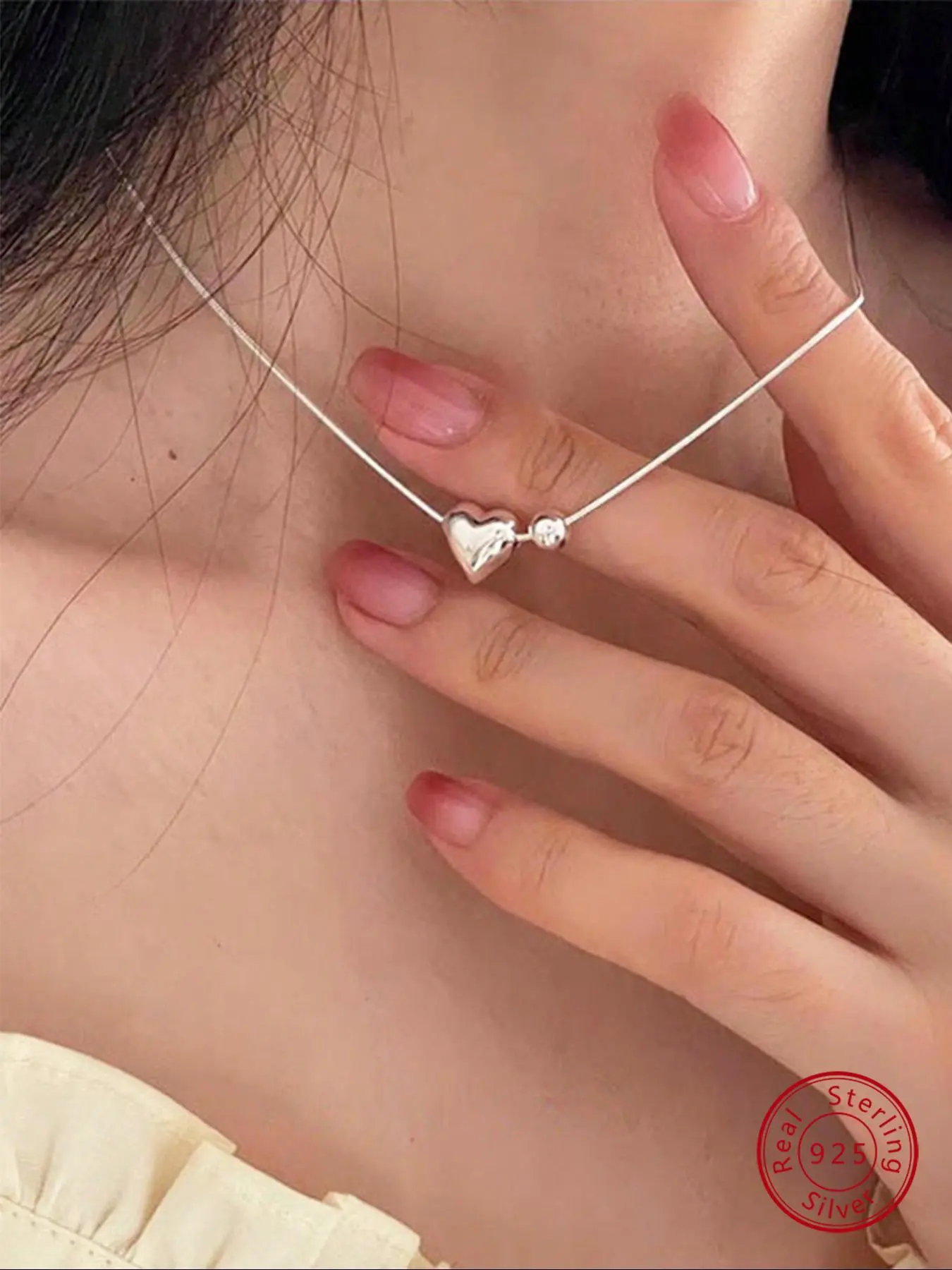 S925 Sterling Silver Minimalist Temperament Heart Decor Pendant Necklace for Women & Girls, Heart Shaped Necklace, Trendy All-match & Exquisite Jewelry for Party, Daily Decor, Valentine's Day, Gift, Elegant Necklace, Heart Design Necklace