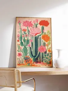 Vintage Mexican Cactus Poster, Colourful Mexican Art Print, Traditional Mexican Artwork, Floral Vintage Poster, Latin Decor, Cultural Gift, All-Day Comfort, Zero Compromise, Classic Styles, Never Go Out of Fashion