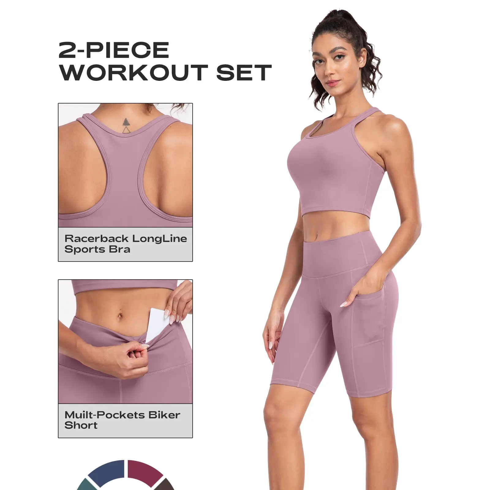 2 piece workout set-Lilac Pink