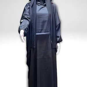 Istanbul Abaya Jogger Set for Women - 2 Piece Cargo Pockets Abaya and Jogger Pants with Elastic Waistband hijab