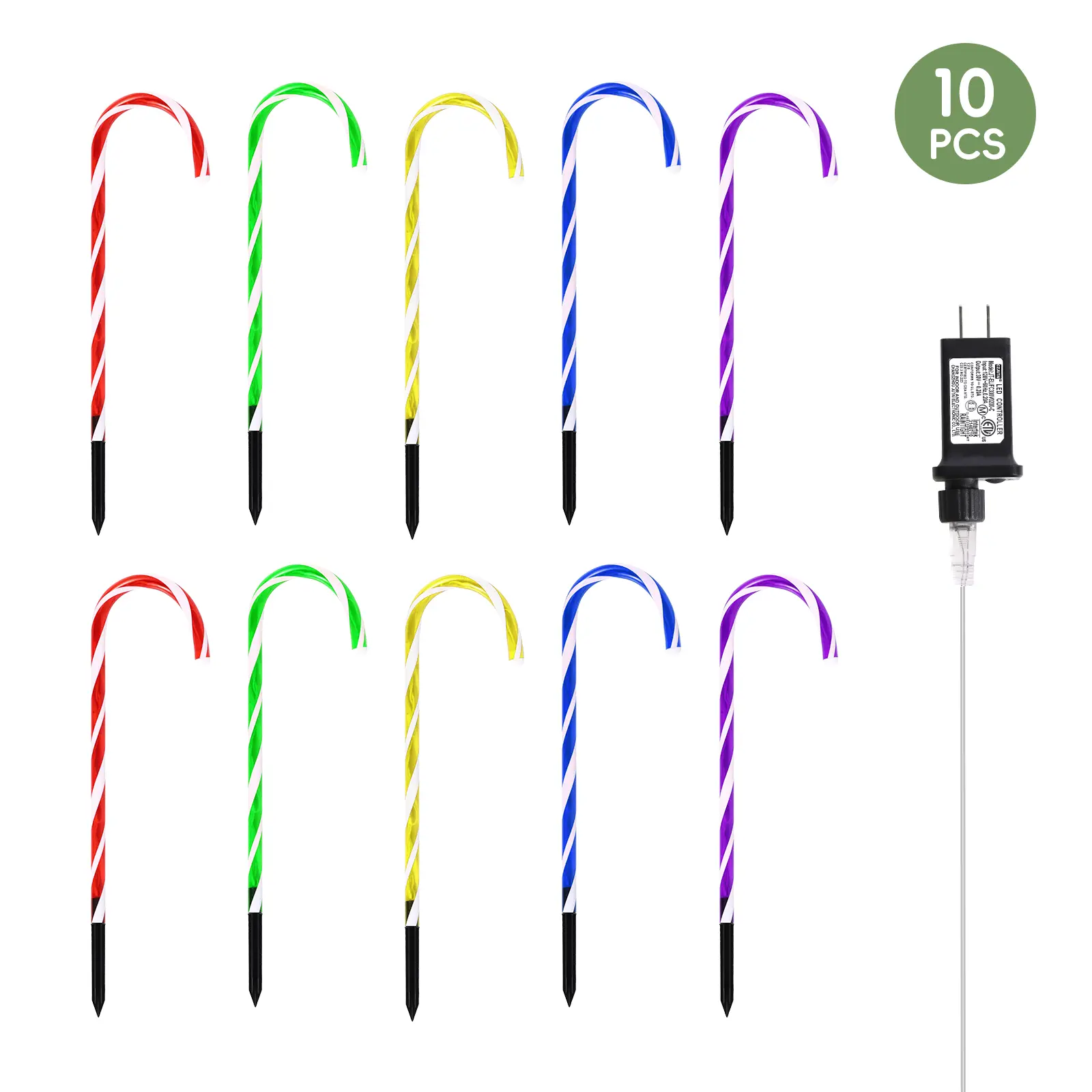 10-Piece LED Christmas Candy Light String Set, Holiday Outdoor Decorative Lights for Christmas, Easter, Courtyard, Garden, Pathway