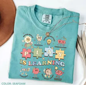 Back To School Teacher Comfort Colors Shirt, Play Is Learning Shirt, Kindergarten & Elementary Teacher Team Tee, Trendy School Outfit, Fall-Winter Fashion
