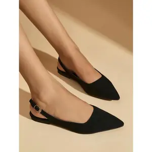 Women's Elegant Solid Color Pointed Toe Flat Shoes, Solid Color Flats,  Fashionable Slip on Shoes for Daily Wear, Lightweight Breathable Comfortable Black Shoes for Women & Girls, Running, Footwear