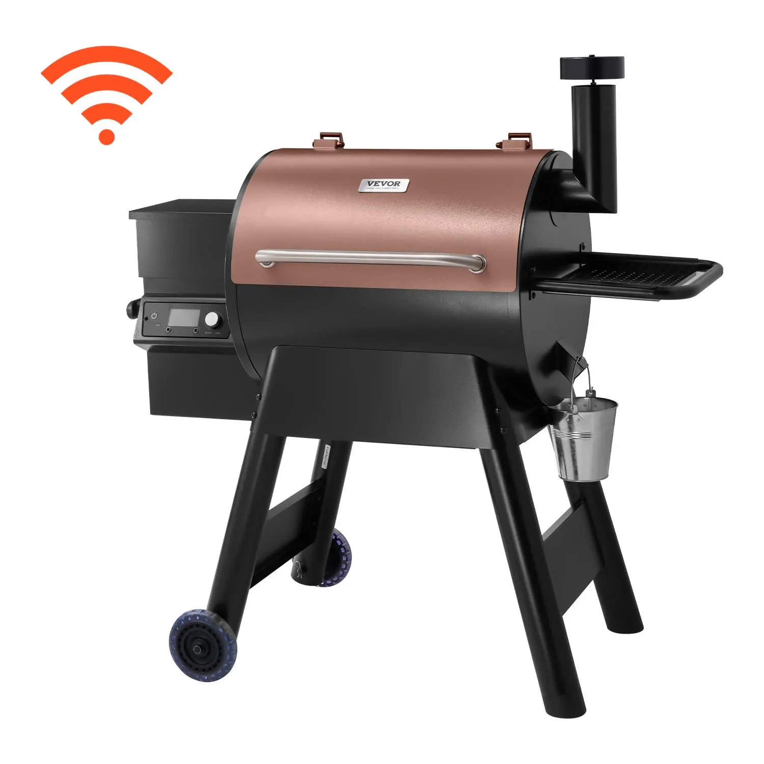 【SummerFinds】VEVOR Steel Wood Pellet Grill Smoker - 8-in-1 Outdoor BBQ Grill Outdoor Cooking Equipment, 575 sq in Cook Area, WiFi-App Control, LCD Screen Controller, Meat Probe, 500°F Max Temperature