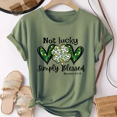 Women's Letter & Heart Print Round Neck Tee, Fashion Casual Crew Neck T-shirt for Daily Holiday Vacation Outdoor Wear, Ladies Clothes for All Seasons
