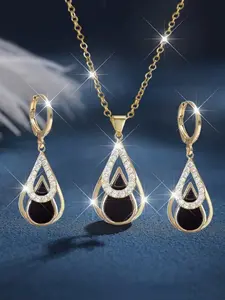 3-piece new creative, personalized water drop necklace earrings, Teardrop Elegant jewelry set, party commemorative jewelry, multi-functional and exquisite festival and birthday gifts, travel and photo accessories