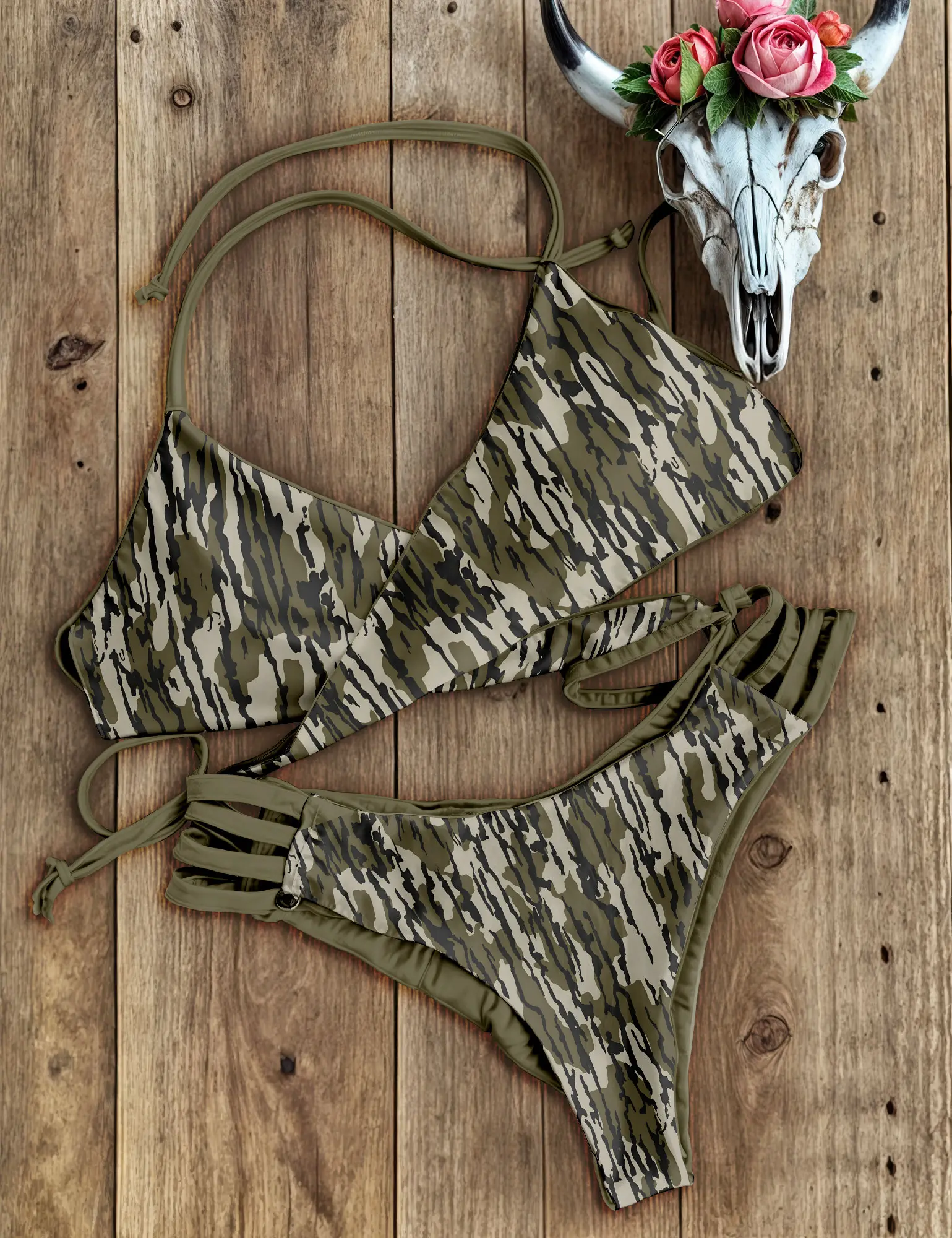 Women camo swim suit 2pcs women swim wear beach wear bathing suit women bikini MK15043TP