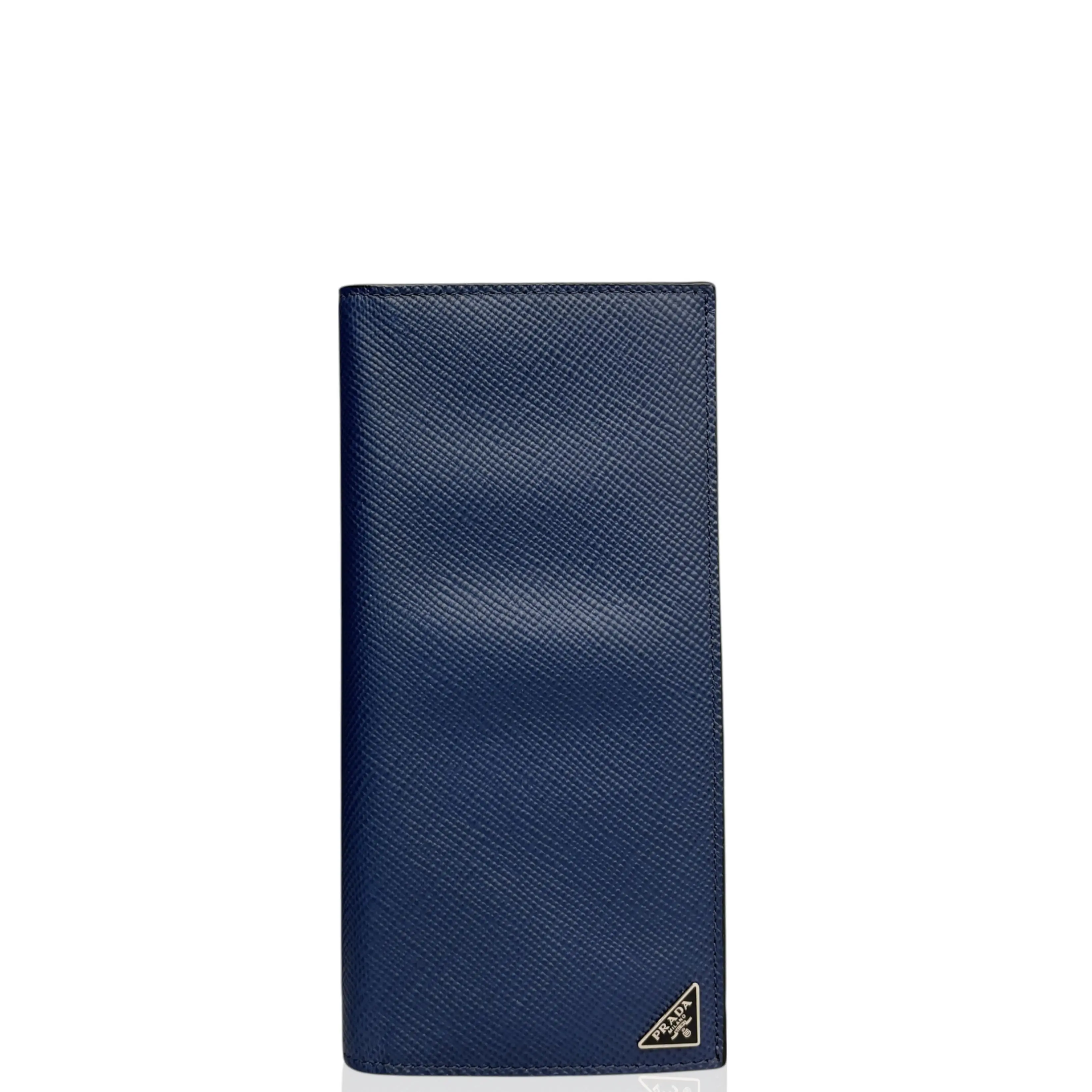 Pre-owned PRADA Leather small leather goods Continental Wallet Saffiano Calfskin Blue (gu060226a5)