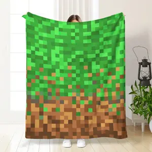1PC pixel simulated grass blanket, lunch break blanket, gift blanket blankets Suitable for beds and sofas can also be given as a gift
