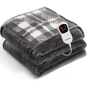 Heated Electric Blanket Full Size - 72"x84" Flannel Heating Blanket with 10 Heating Levels & 5 Time Settings Over-Heat Protection, Winter Warmer for Adults with ETL Certification（Grey）
