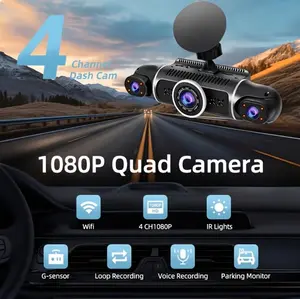 4-Channel WiFi Dash Cam 1080P HD - Front Left Right Rear Recording, 3.16" Screen, 170° Wide Angle, Includes 32GB Card, Car Accessories