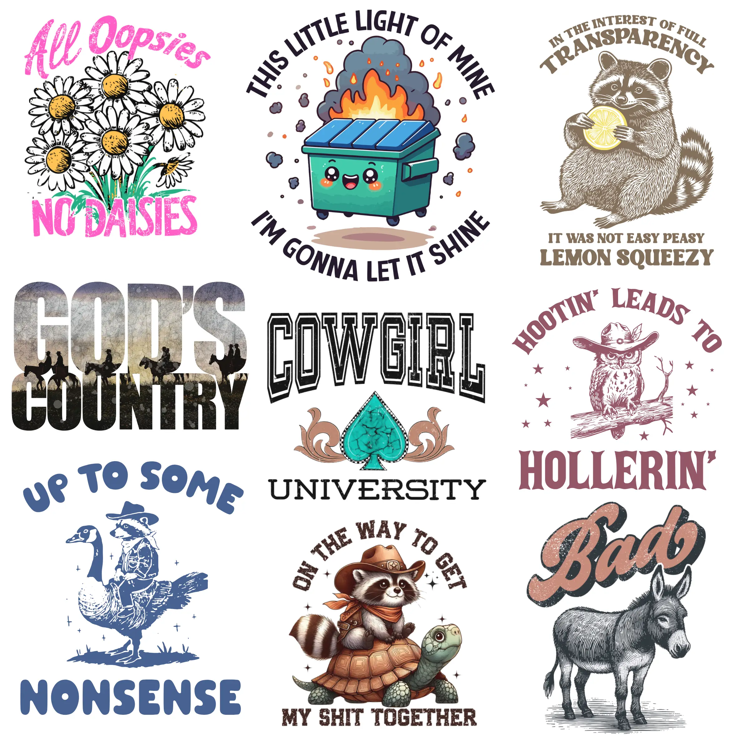 Western Design Stickers- Pack of 9 PCS Decor Decorative Vinyl Set