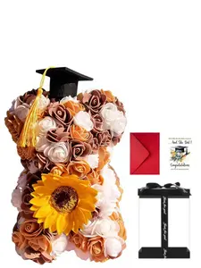 Graduation Gift Set, Rose Bear Graduation Cap, Sunflower Doctor Hat Bear, Includes Box & Card, Perfect Gift for Friends & Girlfriend