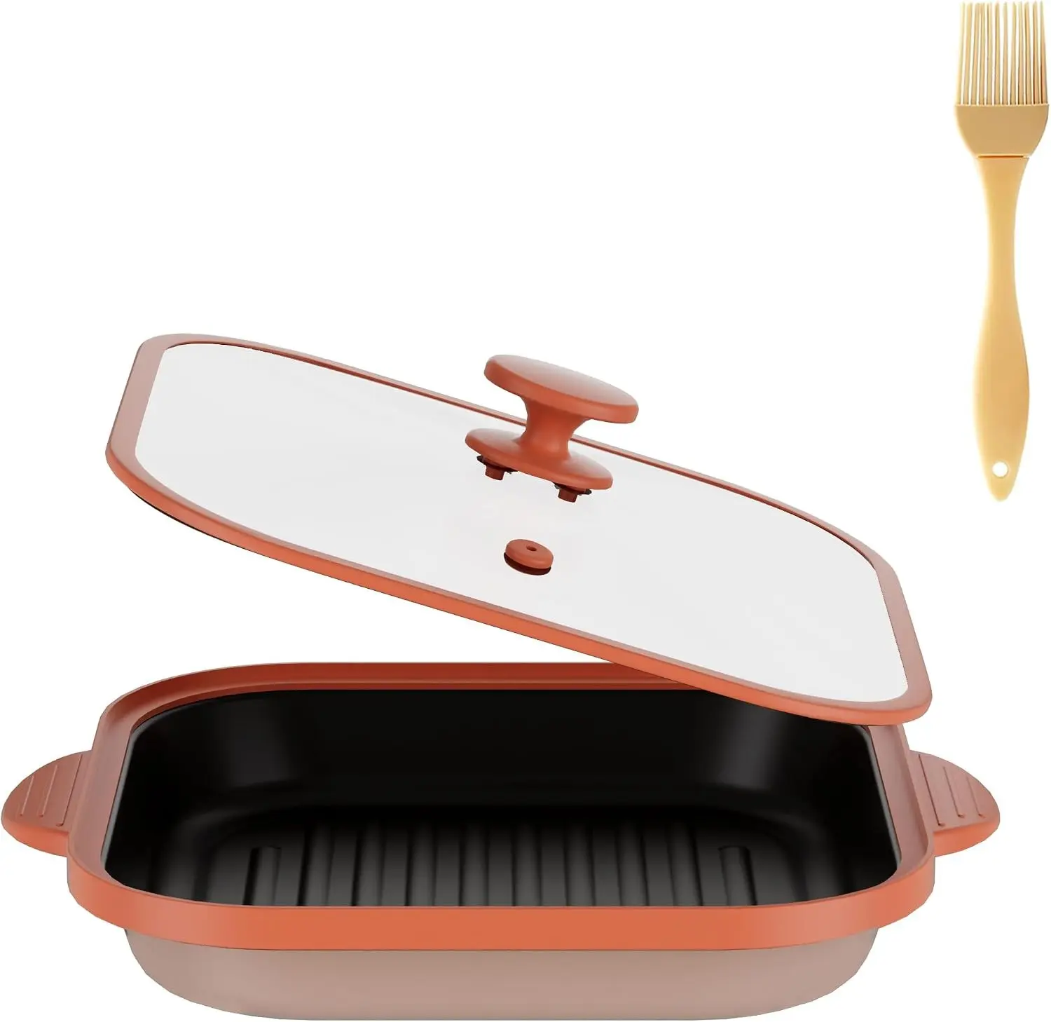 Microwave Grill Pan with Glass Cover, Multifunctional Bacon Cooker Crisper Grilled Cheese Maker, Dishwasher Safe Microwave Cookware for Easy Clean