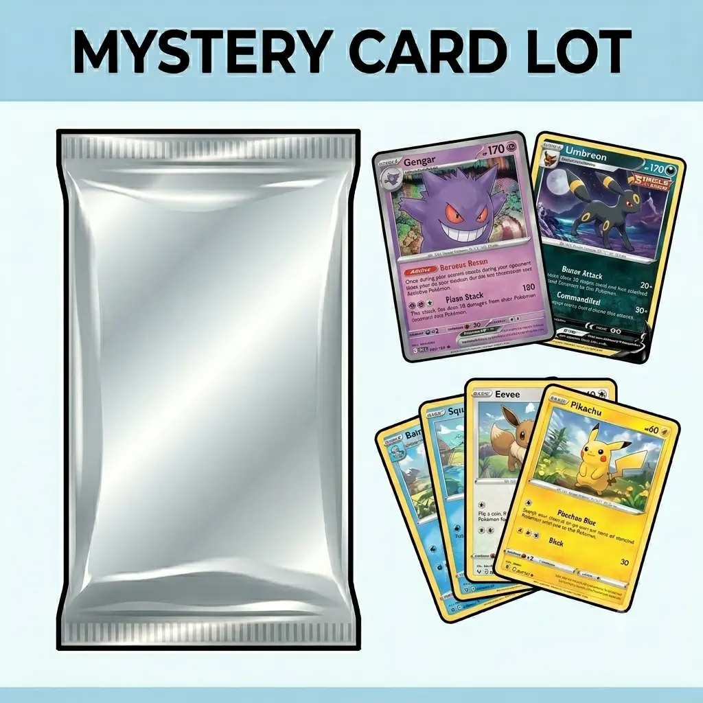 Mystery Pokemon Card Pack: 10 Cards, All Eras + Multiple Languages | Holo + Reverse Holo Guaranteed