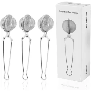 Snap Ball Tea Strainer 3 Pack Stainless Steel Tea Infuser Filter with Handle for Loose Leaf Tea, Spices, Seasonings