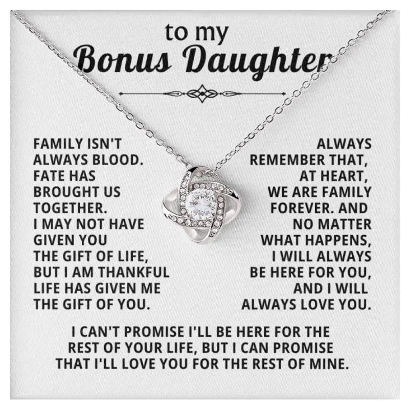 Jewelry To My Bonus Daughter From Dad, From Dad, Necklace For Bonus Daughter, Birthday, Step Daughter, Thankful Life #21, White Love Knot Necklace Christmas Gifts, Jewelry Gifts, Birthday Gifts