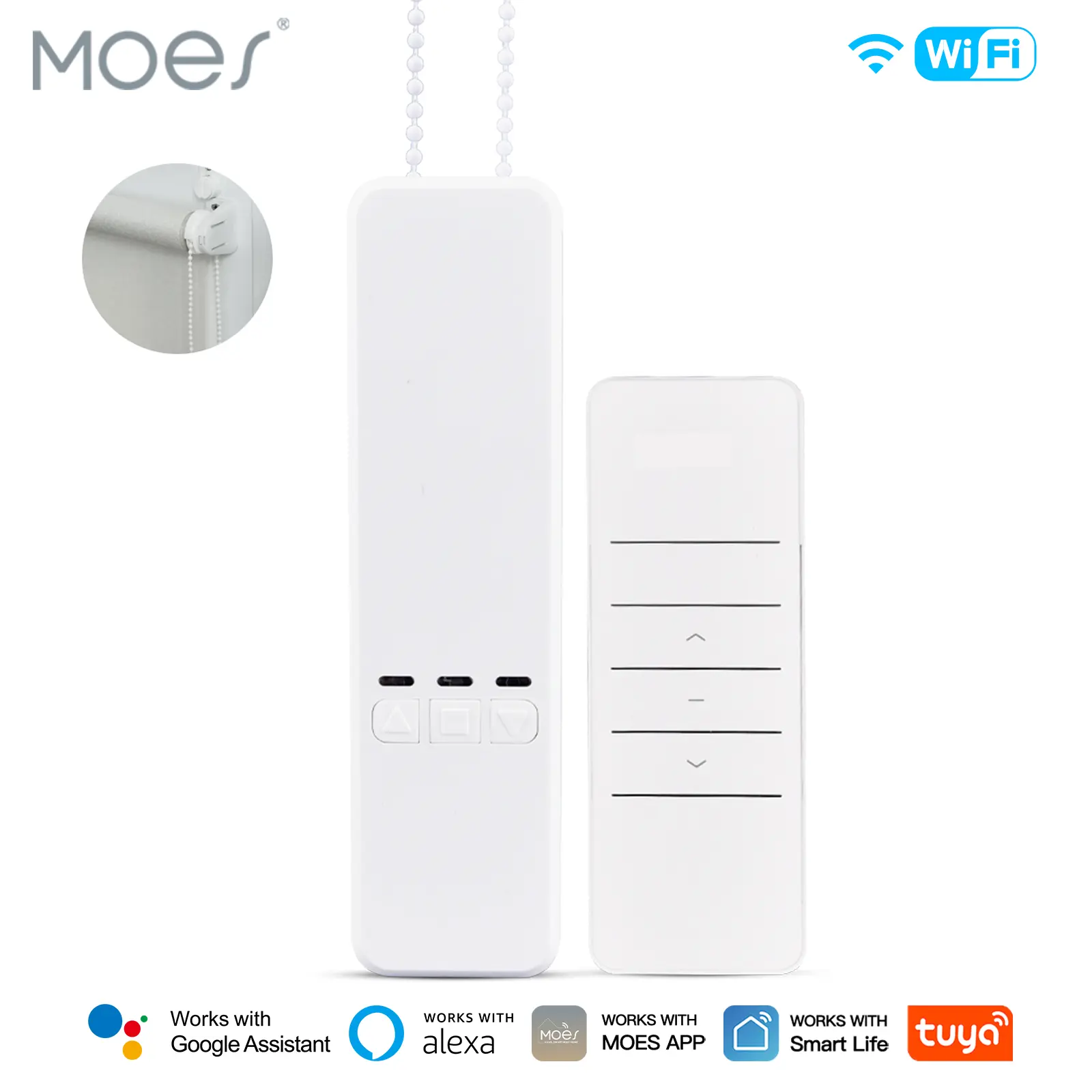 MOES WiFi Smart Curtain Chain Blinds Motor Roller Shutter Drive, with RF Remote Control, Work with Smart Life/Tuya App, Alexa and Google Home