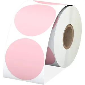 2" Pink Circle Direct Thermal Labels, Self-Adhesive Round Direct Thermal Stickers, Multi-Purpose Roll Sticker Labels for DIY Logo Brand Design, QR Code, Name Tag(1 Roll, 750 Labels)
