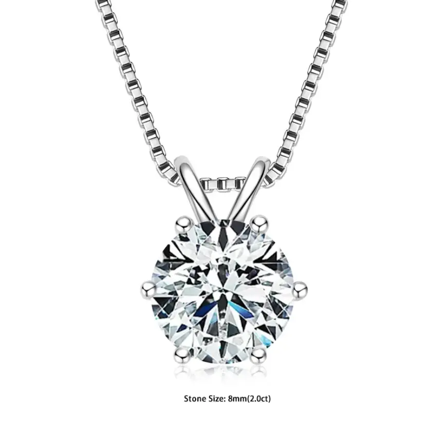 Women's Certified 1ct Brilliantly Cut Single Stone Moissanite Solitaire Pendant Necklace - S925 Sterling Silver Chain, 18-20in, Female Daily Everyday Accessories for Women, Ideal for Christmas & Birthday Gifts, Certified 1Ct Moissanite, Exceptional