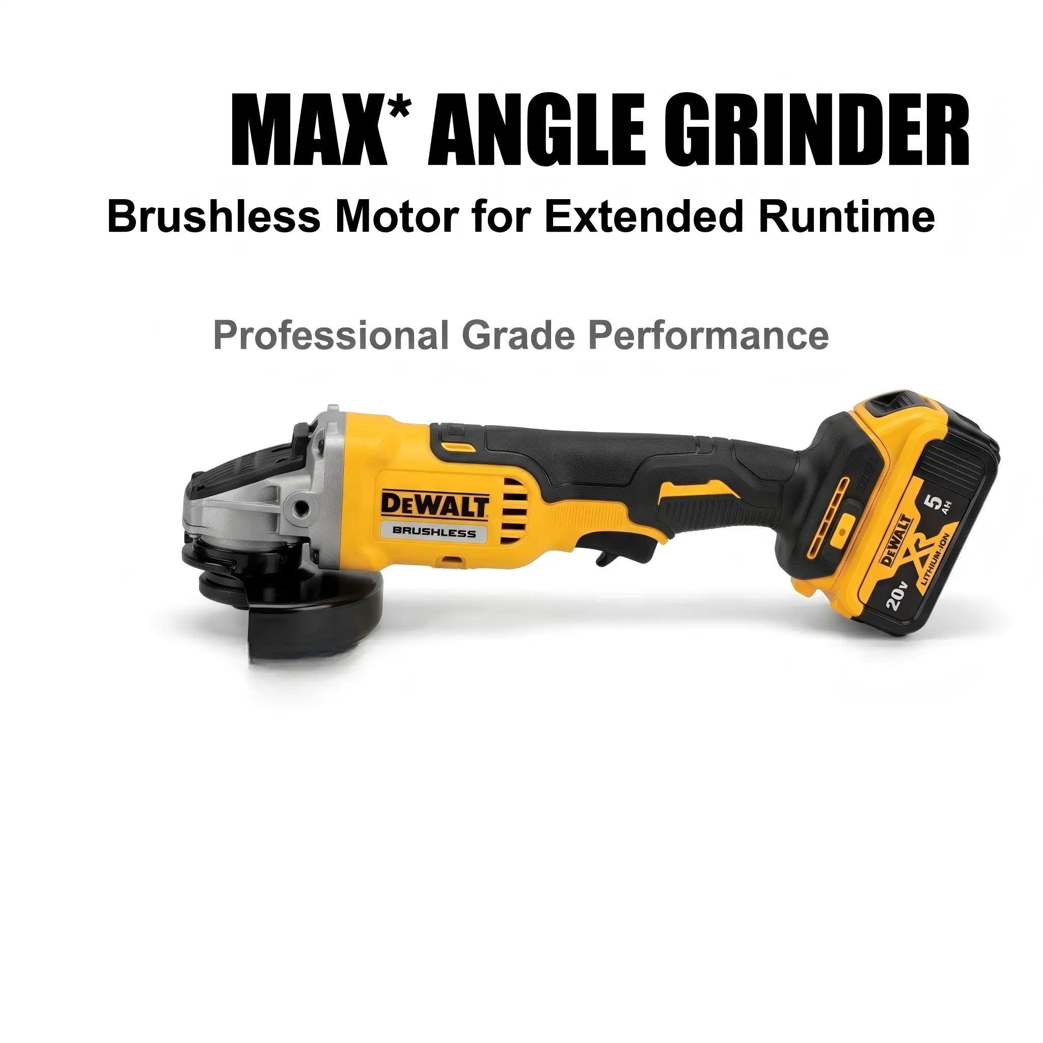 DeWalt Max XR DCG405 Cordless Angle Grinder - 125mm Wheel, Brushless Motor, 9000 RPM, Heavy Duty, Lithium Ion Batteries, Fast Charger, Reverse Function, High Torque, Long Runtime for Industrial & DIY Mechanical Hardware Projects