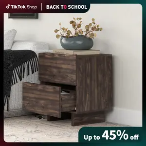 [Back to School] EBELLO  Japanese Style Bedside Table, Full Solid Wood Bedside Cabinet, Large Capacity Storage Cabinet