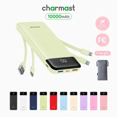 Charmast Ultra-Slim 10000mAh Portable Charger with Built-in Cables 6-Output & 3-Input Fast Charging External Battery Pack Power Bank for Smartphones Tablets USB-C Devices Travel Ready Airline Approved  #TikTokShopSummerSale