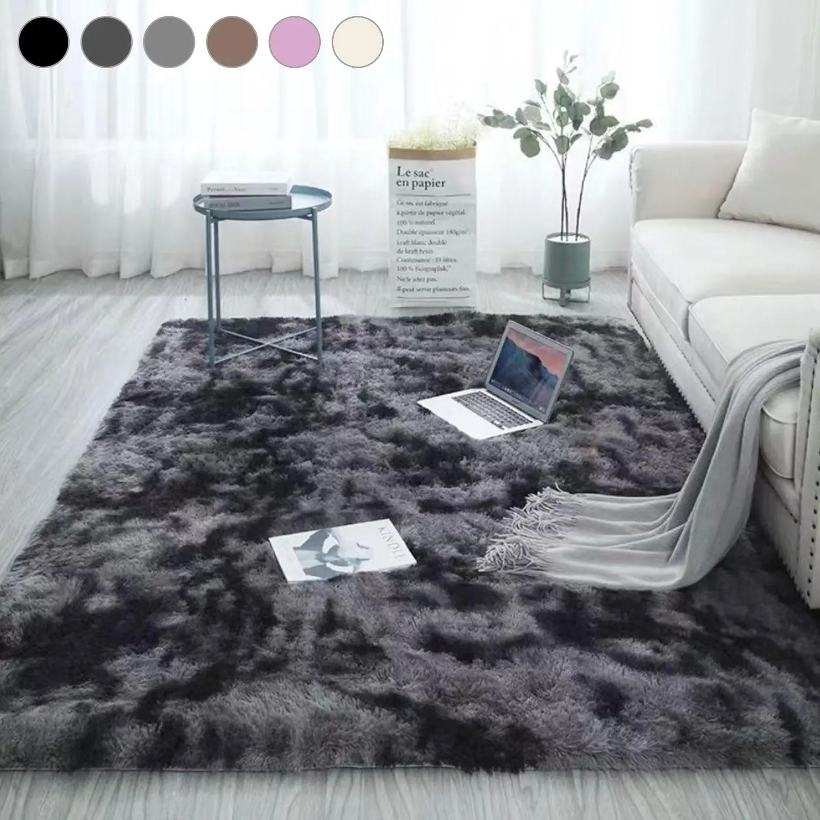 Fluffy Rug, 1 Count Non-slip Soft Floor Mat, Durable Decorative Mat for Home Living Room Bedroom Study Room, Room Decor, Home Decor, Christmas Gift Id