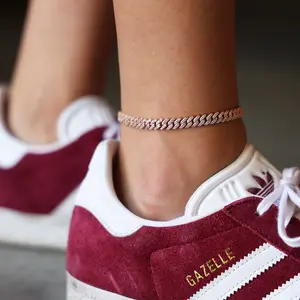 GLD Micro Diamond Prong Cuban Anklet in Rose Gold- 6mm - Perfect Gift