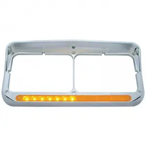 United Pacific – Rectangular Dual Headlight Bezel with Visor and LED Sequential Light Bar
