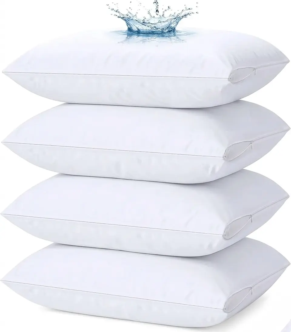 Waterproof Pillow Protector Pack Of 2 - Hypoallergenic, Breathable, Zipper Closure