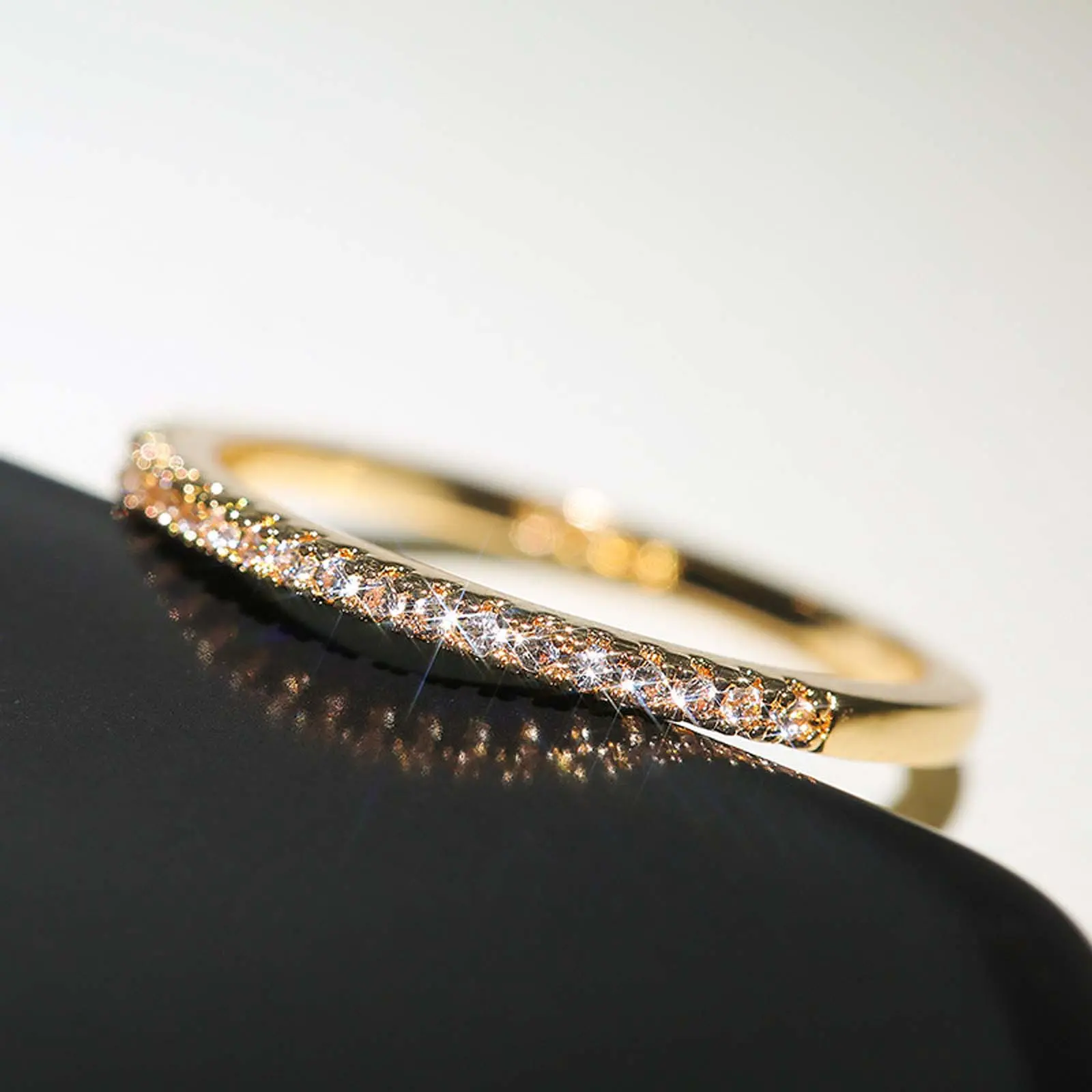 Half Eternity Zircon Ring  Personalized Anniversary Jewelry Gift for Couples Men Women Daily Wear