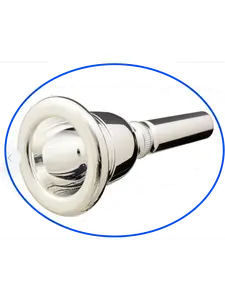 NEW TUBA MOUTHPIECE SILVER COLUMBIA MADE SIZE 18 SP, HI QUALITY SILVER PLATED & QUALITY SOUND