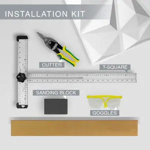 4-Piece Wall Panel Installation Kit – T-Square, Cutter, Sanding Block & Goggles