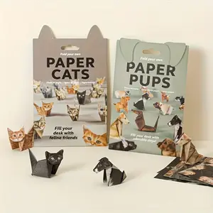 50pcs Paper Cat Origami Kit, DIY Foldable Cats & Dogs Craft Set, Fun Handmade Decorations, Perfect Gift for All Occasions