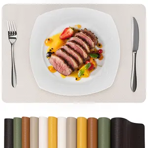 Faux Leather Placemats Set of 6 – 17x12 Inch Vinyl Table Mats, Heat Resistant, Non Slip, Wipeable & Washable, Easy to Clean Dining Table Decor for Kitchen & Dining Room（Ivory White） trivet