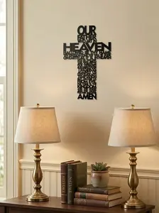 Jesus Christ & Cross Pattern Wall Art, Metal Wall Decor, Wall Hanging Decor for Home Living Room Bedroom, Room Decor, Home Decor, Religious, Letter Print Cross