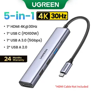 UGREEN USB C Hub 5 in 1 Multiport Adapter（HDMI Cable Not Included) Revodok 105 4K HDMI, 100W Power Delivery, 3 USB-A Data Ports, USB C Dongle for MacBook Pro/Air, iPad Pro, iMac, iPhone 16 Pro/Pro Max, XPS, Thinkpad,tiktokshopmemorialday
