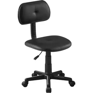 Small Armless Home Office Chair Adjustable Stools for/Desk/Computer/Task, Low-Back Height 360° Swivel, Set of 1, Black